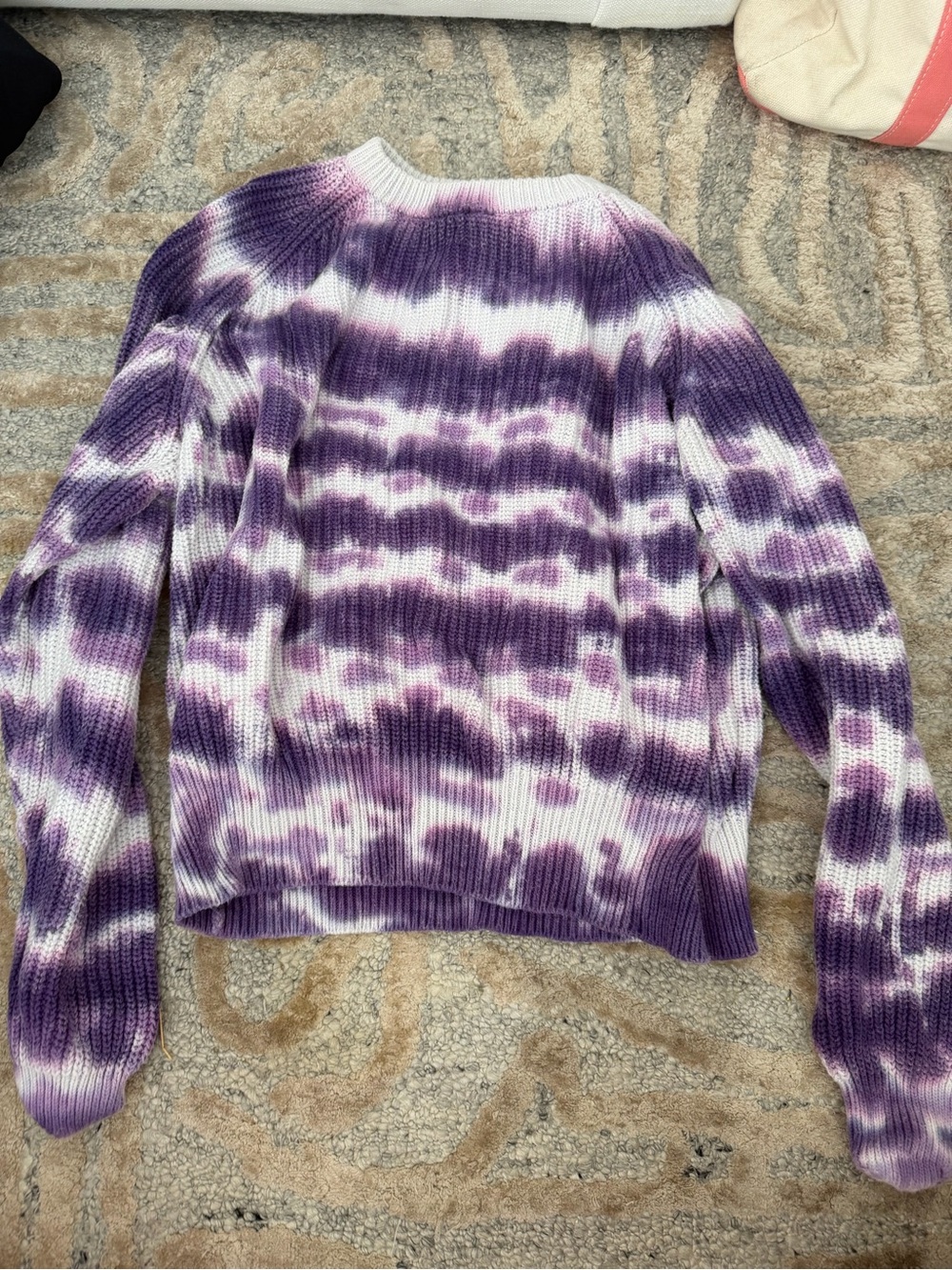 Misa Los Angeles Purple & White Tie-Dye Ribbed Crewneck Sweater